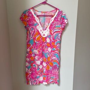 Lilly Pulitzer Brewster T-shirt dress #97670 Shorely Blue Feeling size S EUC